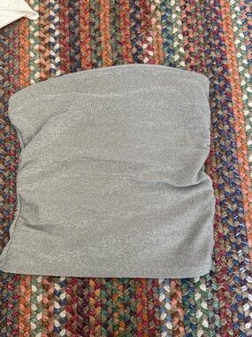 Vintage Silver Sparkle Strapless Crop Top
